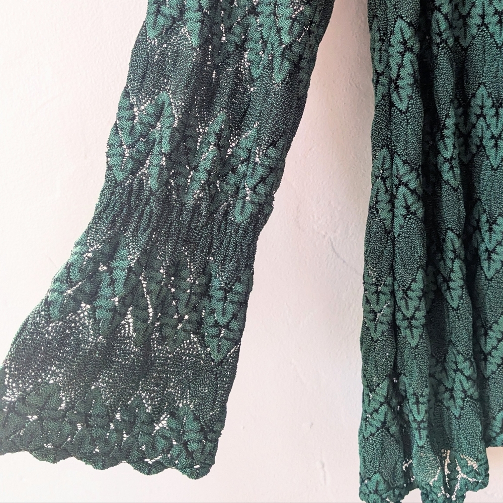 Free People Green Chevron Crochet Lace Mini Dress - Size S - Picture 3 of 5